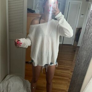 oversized off-the-shoulder sweater